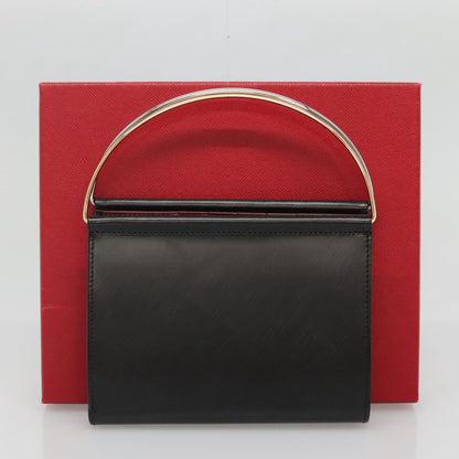 Cartier Trinity Wallet Bag Hand Bag Leather Black