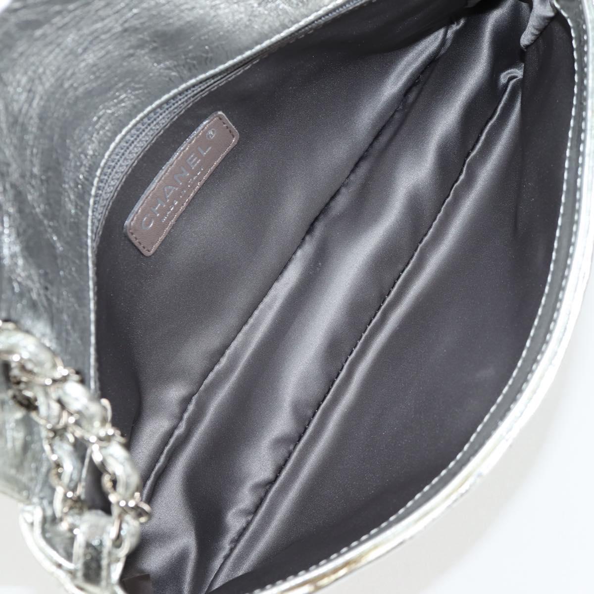 Chanel Chain Matelasse Shoulder Bag Leather Silver Cc