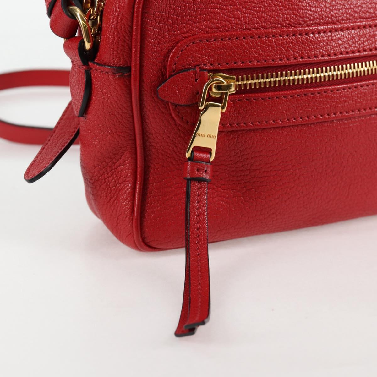 Miu Miu Shoulder Bag Leather Red Gold