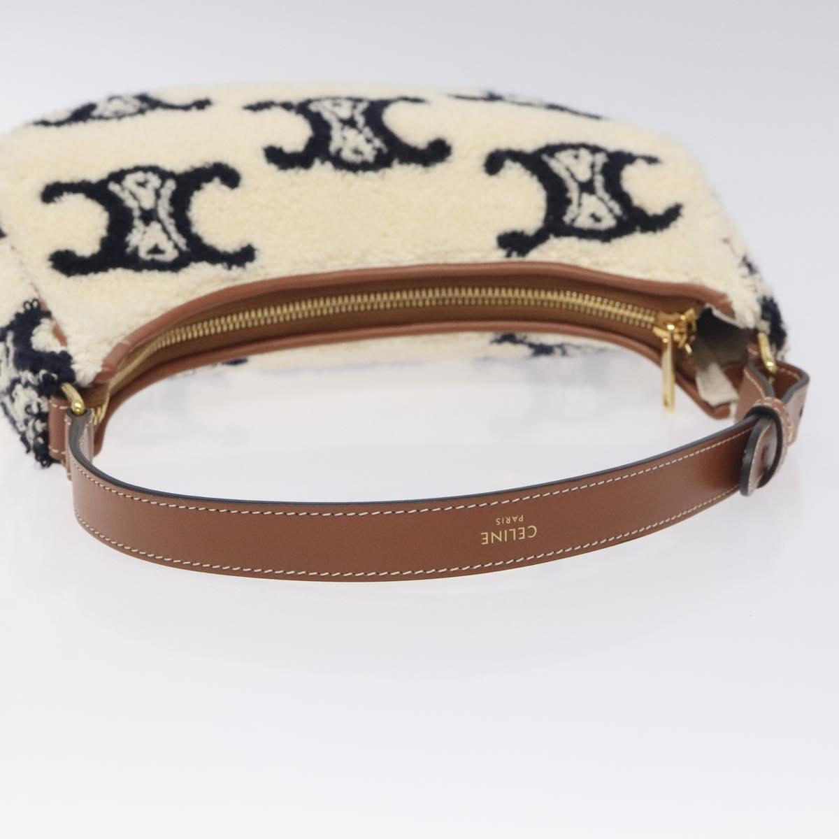 Celine Triomphe Shoulder Bag Pile White Brown Gold