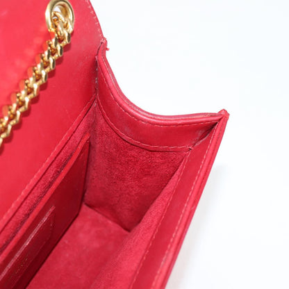 Saint Laurent Chain Shoulder Bag Leather Red Gold