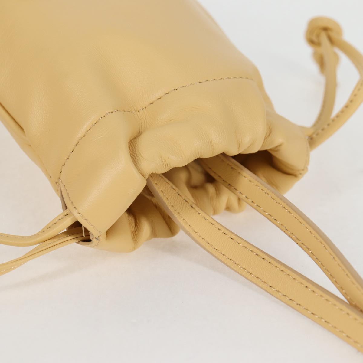 Celine Cuir Triomphe Drawstring Mobile Pouch Leather Yellow