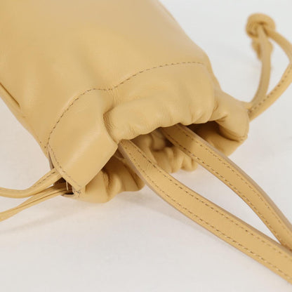 Celine Cuir Triomphe Drawstring Mobile Pouch Leather Yellow
