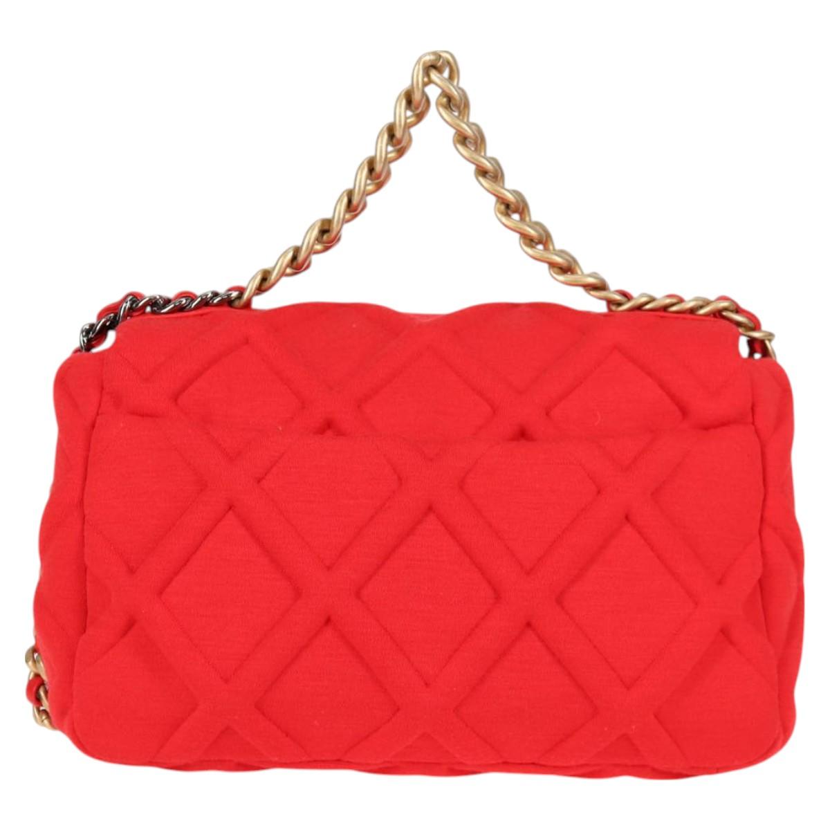 Chanel Chain Shoulder Bag Cotton 2WAY Red Gold Silver Cc