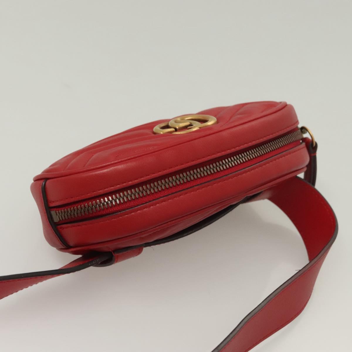 Gucci Gg Marmont Waist Bag Leather Red Gold 476434