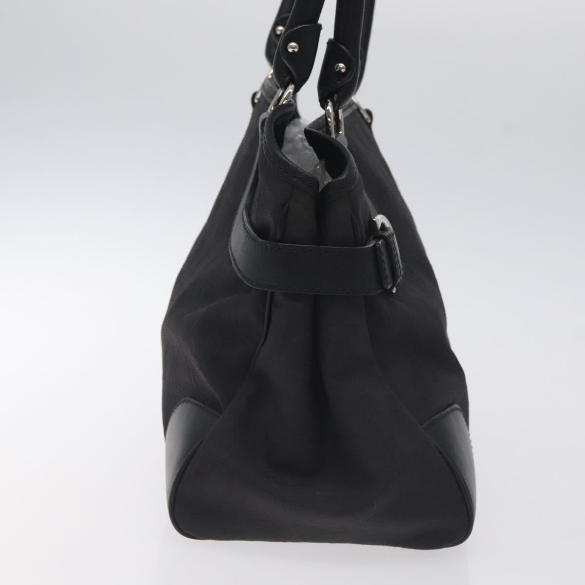 Salvatore Ferragamo Gancini Hand Bag Nylon Black Silver
