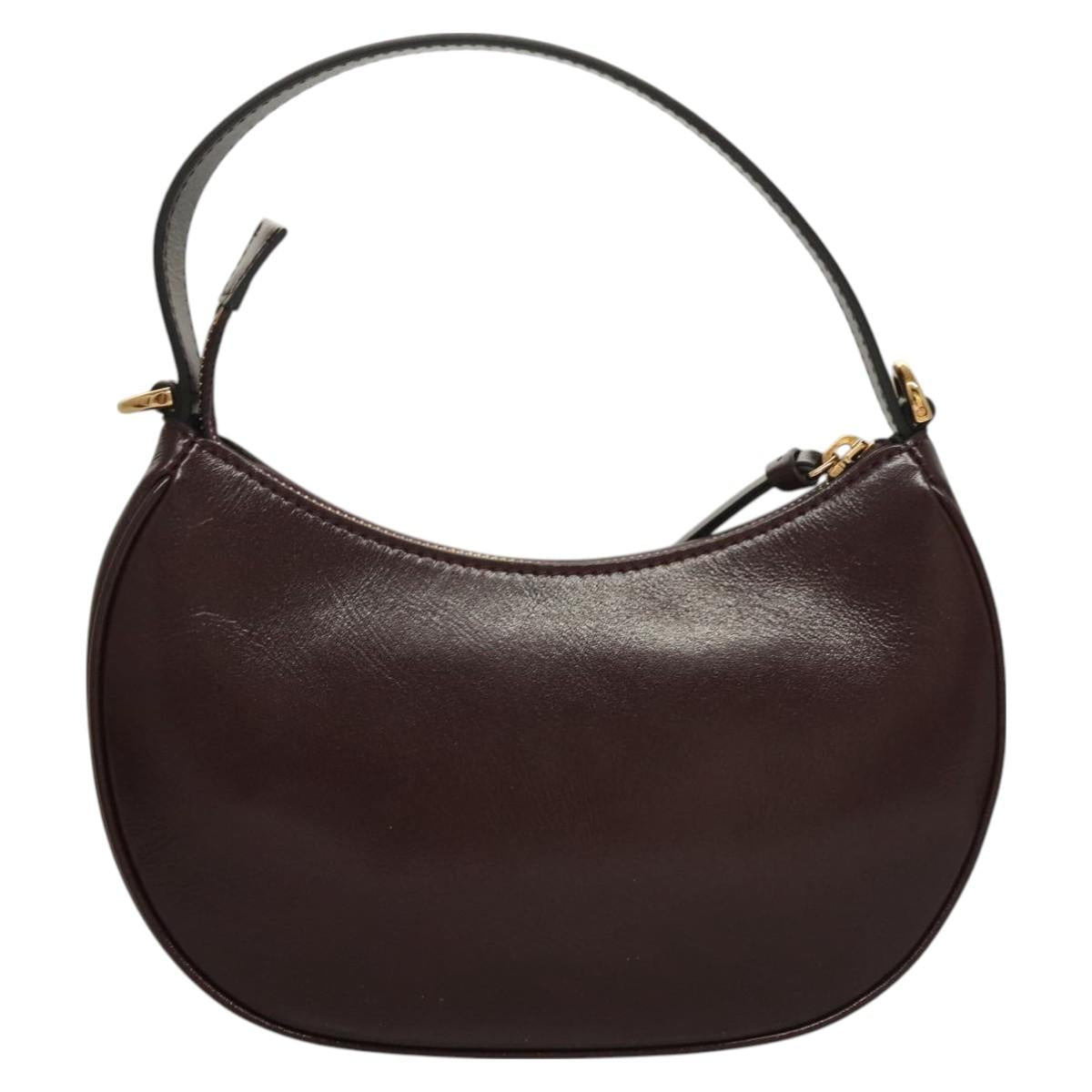 Versace Shoulder Bag Leather 2WAY Brown Gold