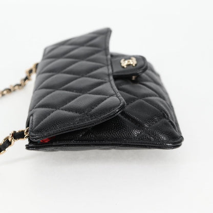Chanel Matelasse Chain Shoulder Bag Caviar Skin Black Cc