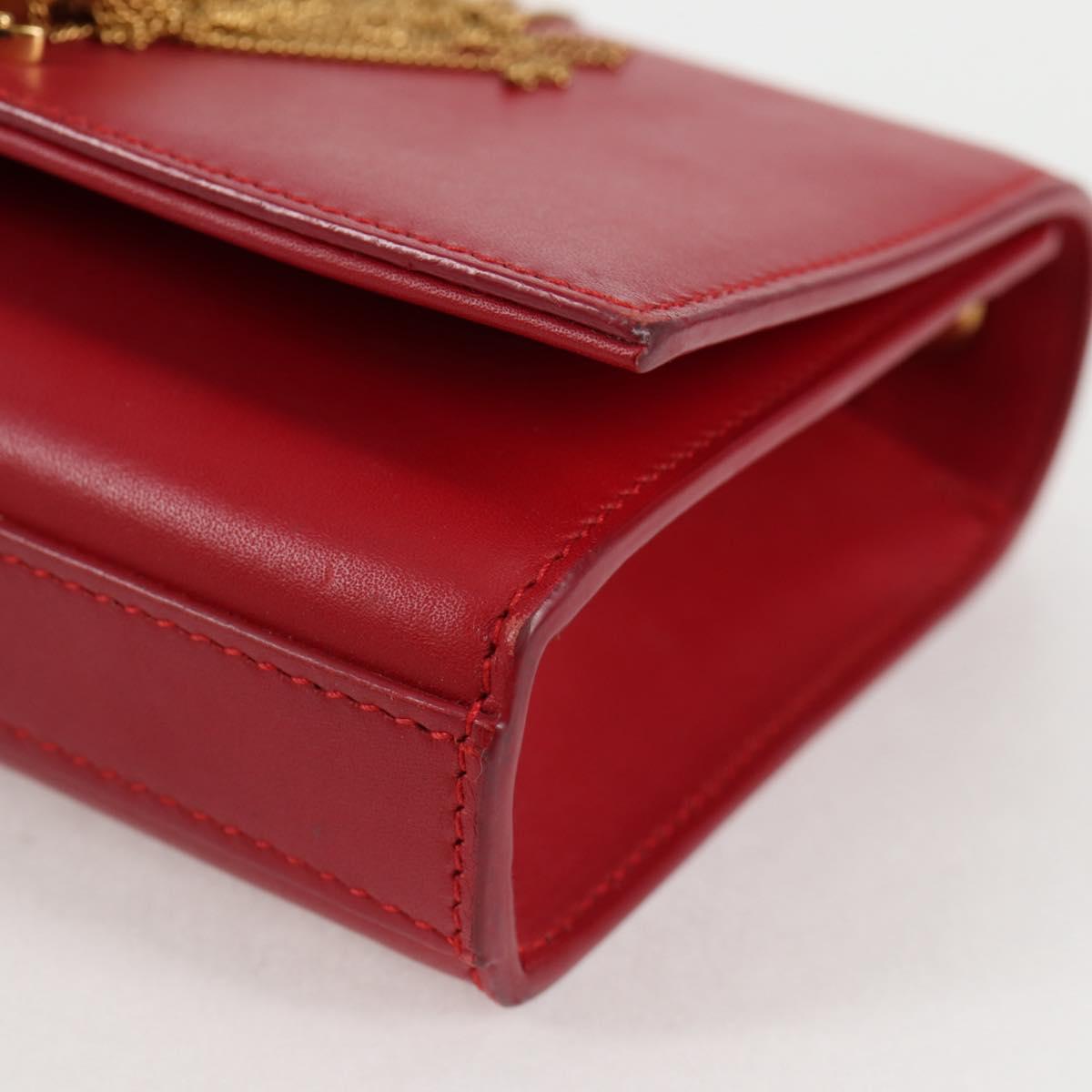 Saint Laurent Chain Shoulder Bag Leather Red Gold
