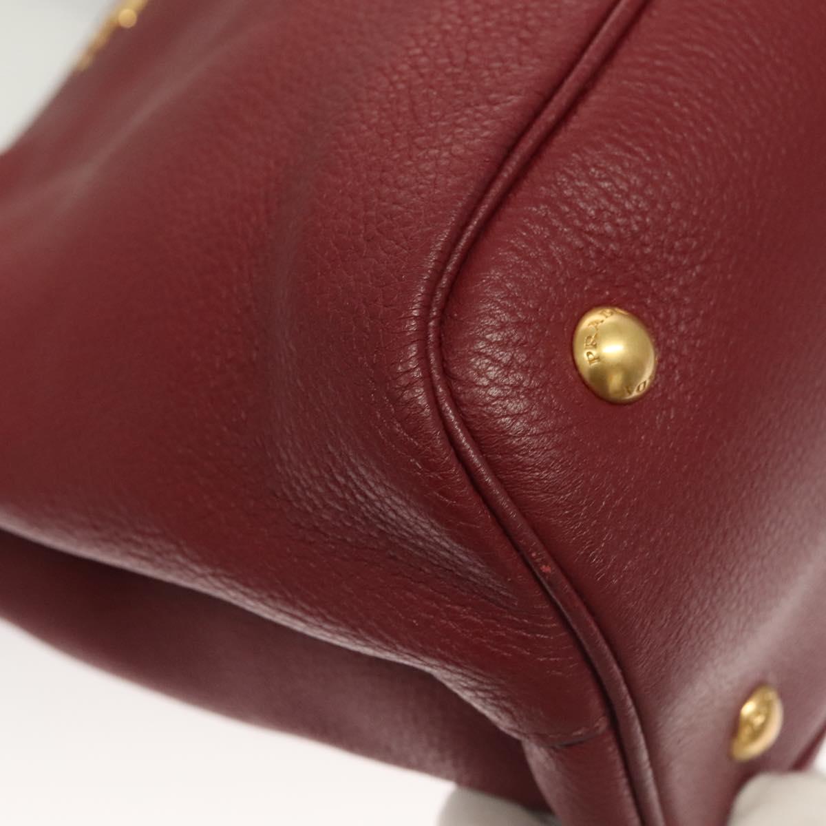 Prada Hand Bag Leather Bordeaux Gold