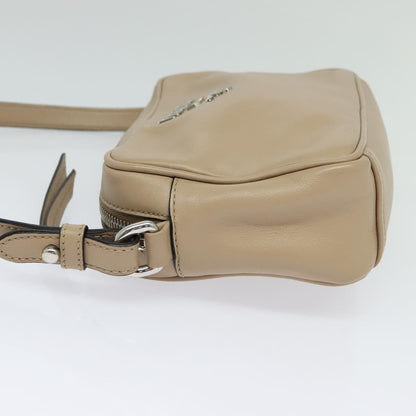Prada Shoulder Bag Leather Beige Silver