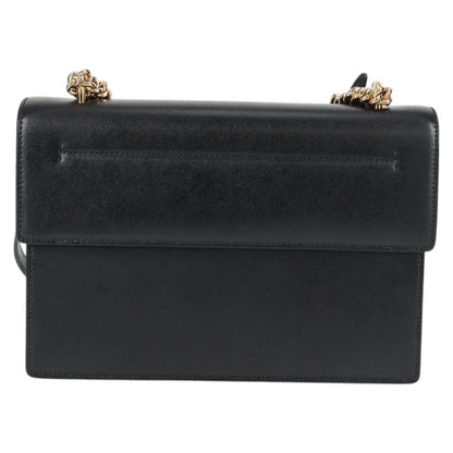 Salvatore Ferragamo Vala Chain Shoulder Bag Leather Black Gold