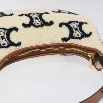 Celine Triomphe Shoulder Bag Pile White Brown Gold