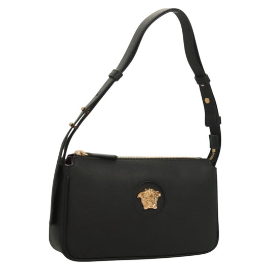 Versace Shoulder Bag Leather Black Gold