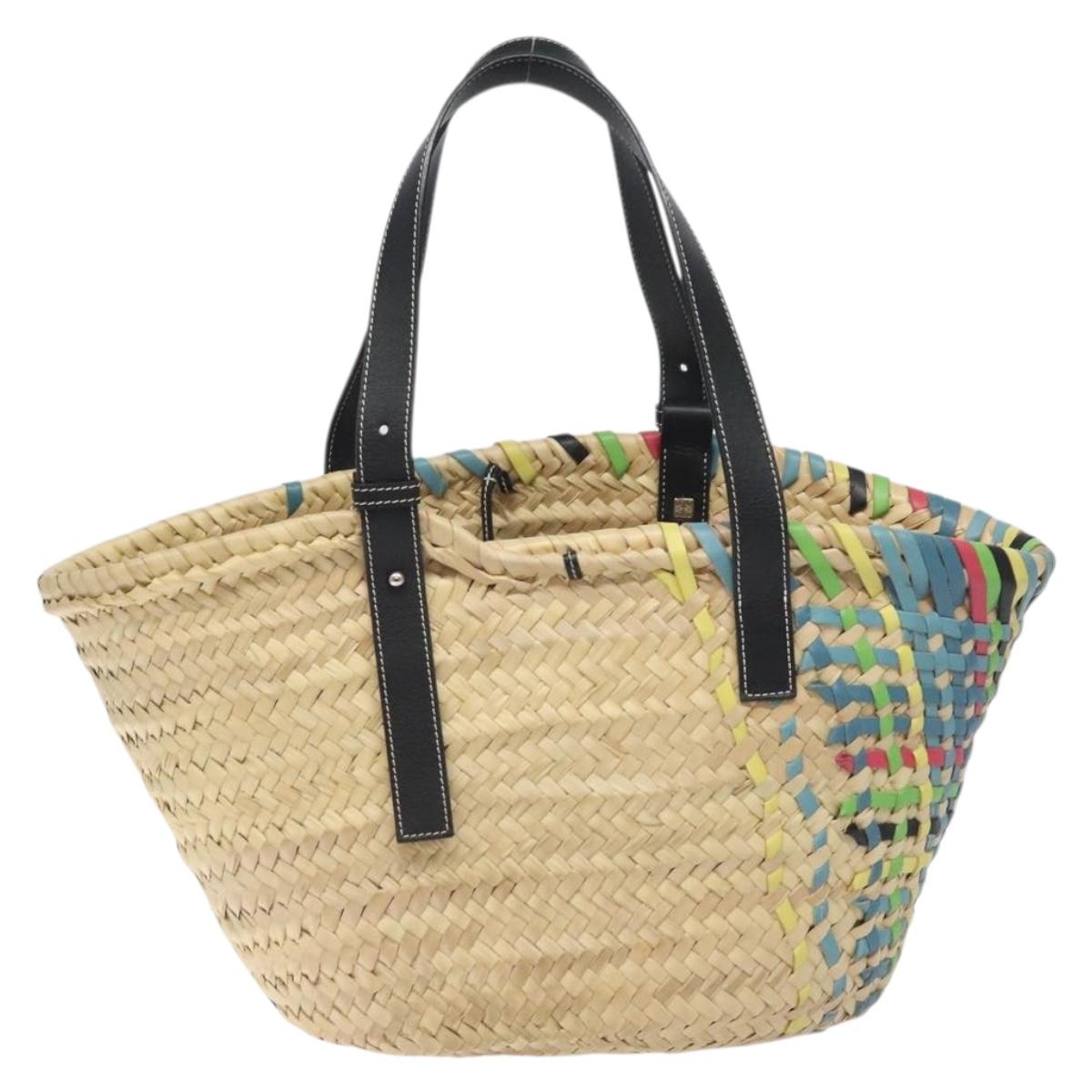 Loewe Basket Bag Large Anagram Bag Raffia Leather Beige Multicolor