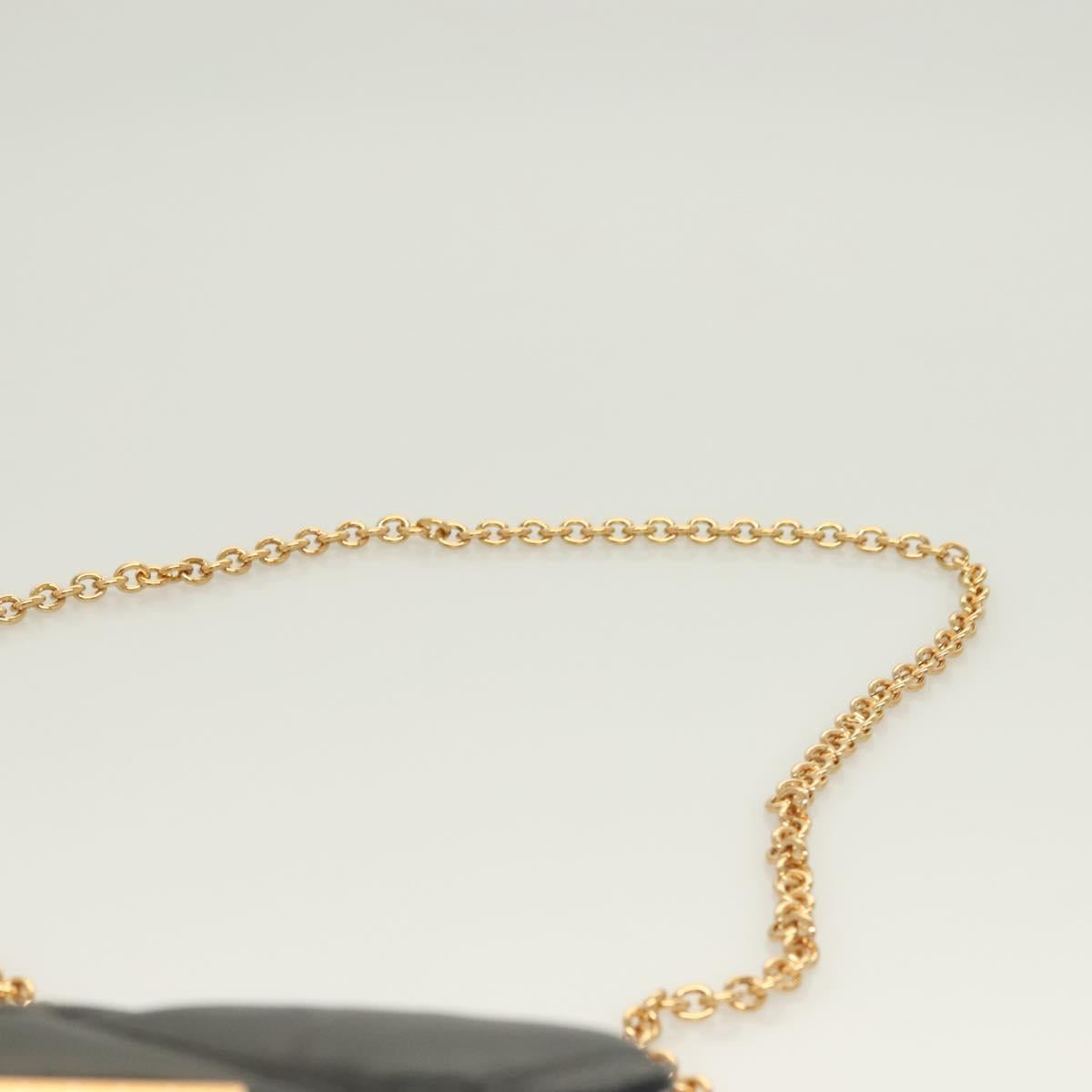 Versace Chain Shoulder Bag Leather Black Gold