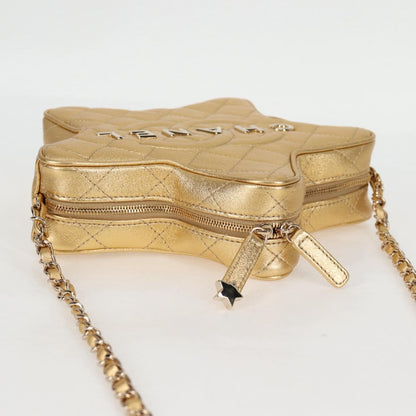 Chanel Matelasse Chain Shoulder Bag Leather Gold Cc