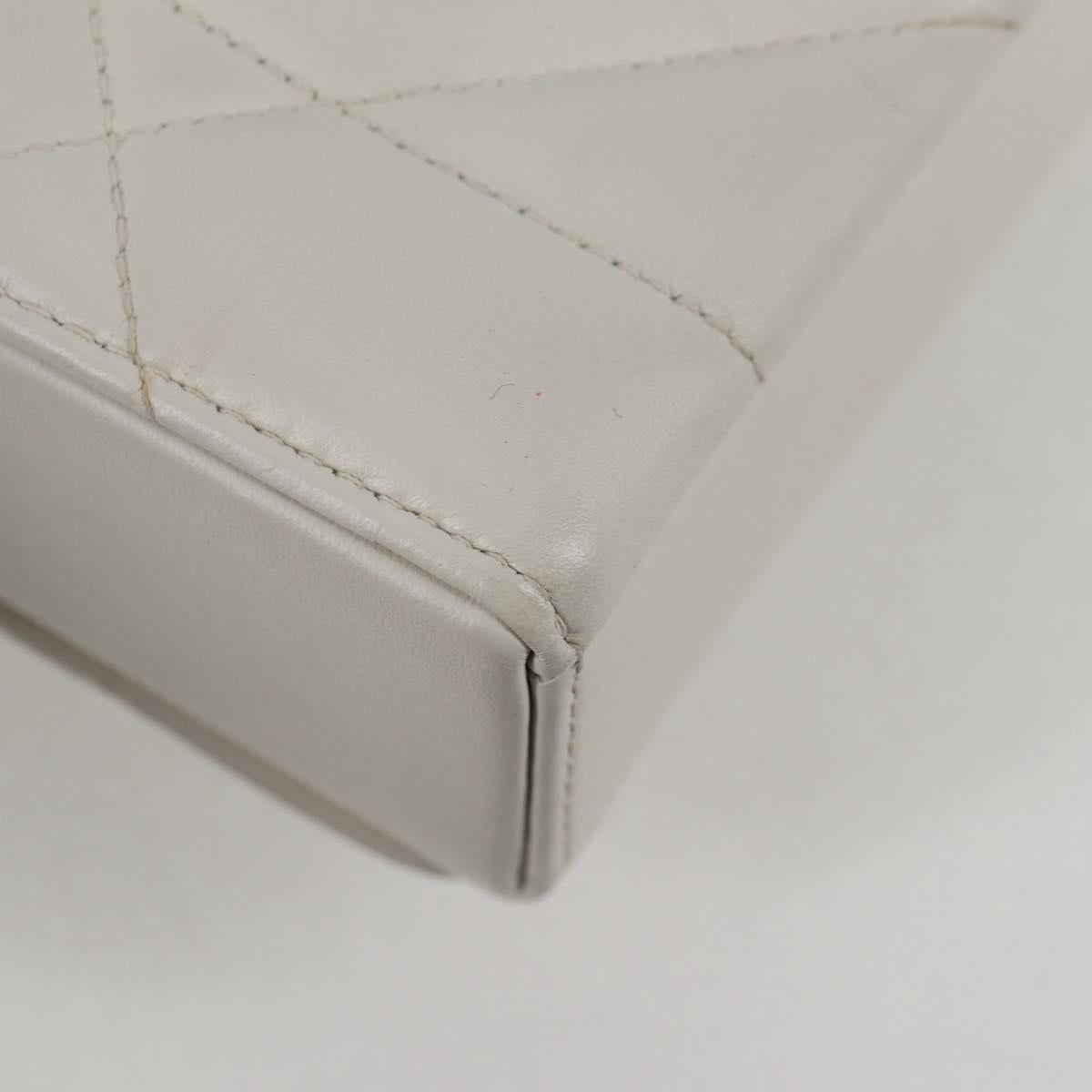 Christian Dior Chain Shoulder Bag Leather 2WAY White Silver