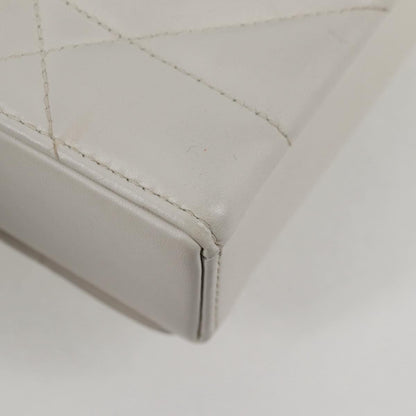 Christian Dior Chain Shoulder Bag Leather 2WAY White Silver