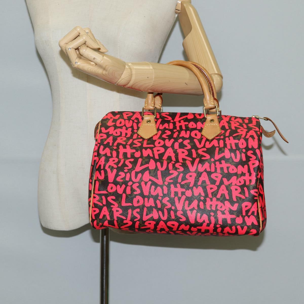 Louis Vuitton Monogram Graffiti Speedy 30 Hand Bag Pink M93704 Lv