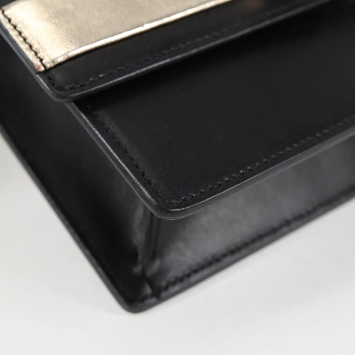 Salvatore Ferragamo Vala Chain Shoulder Bag Leather Black Gold