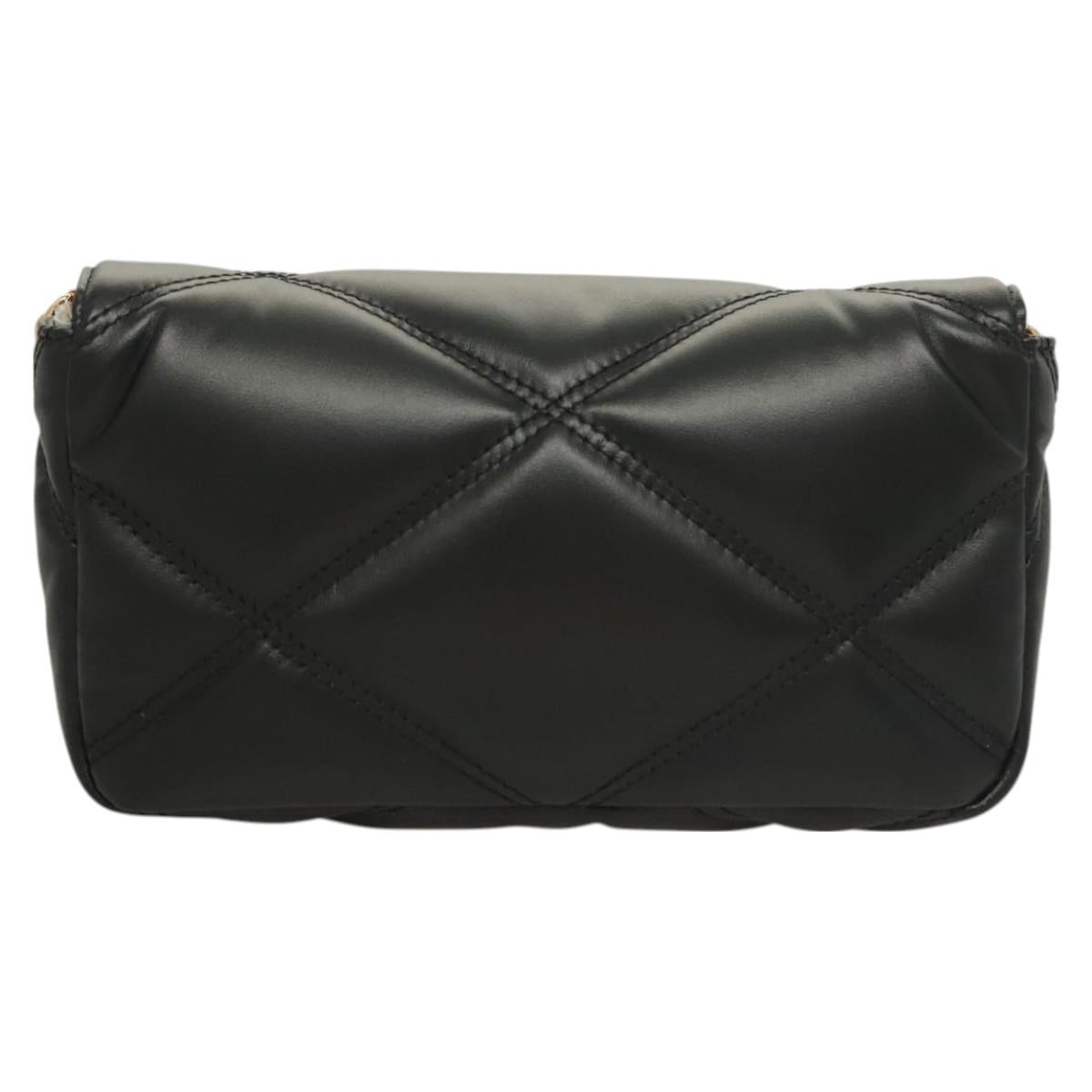 Versace Chain Shoulder Bag Leather Black Gold