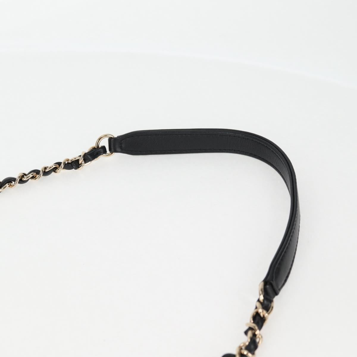 Chanel Chain Pearl Shoulder Bag Tweed Navy Gold Black Cc