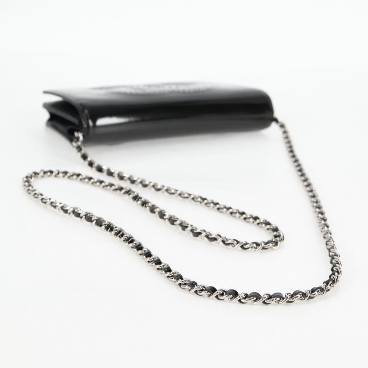 Chanel Chain Shoulder Bag Enamel Black Cc