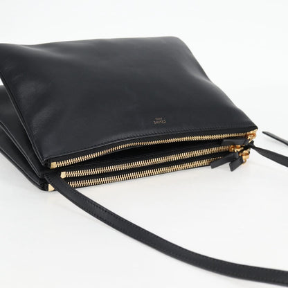 Celine Trio Large Shoulder Bag Leather Black Gold