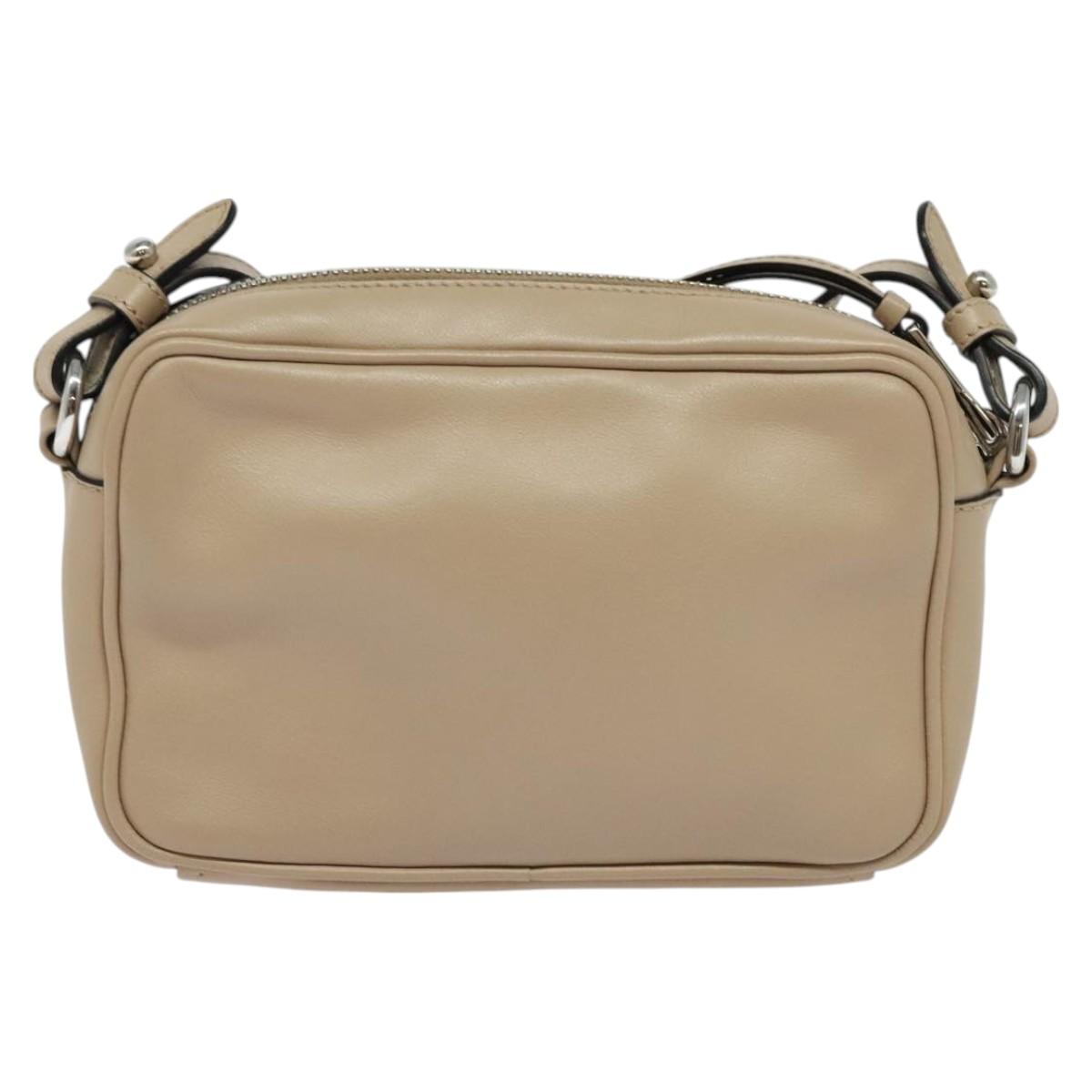 Prada Shoulder Bag Leather Beige Silver