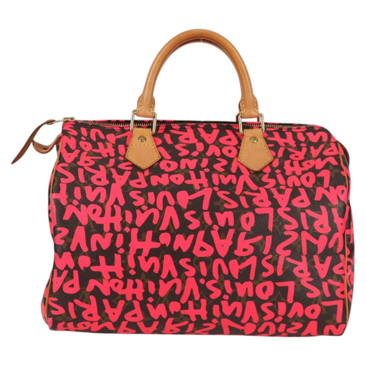 Louis Vuitton Monogram Graffiti Speedy 30 Hand Bag Pink M93704 Lv