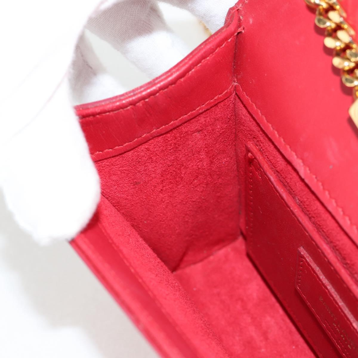 Saint Laurent Chain Shoulder Bag Leather Red Gold