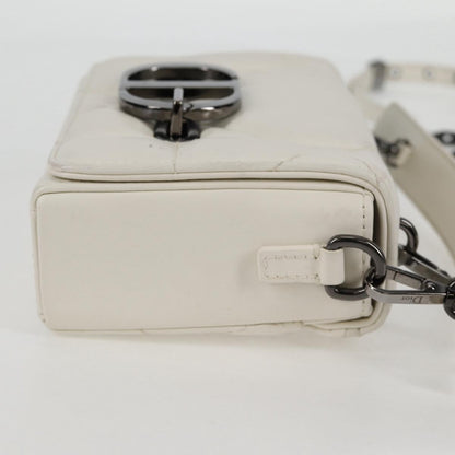 Christian Dior Chain Shoulder Bag Leather 2WAY White Silver
