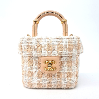 Chanel Tweed Top Handle Tote And Shoulder Bag (10000164)