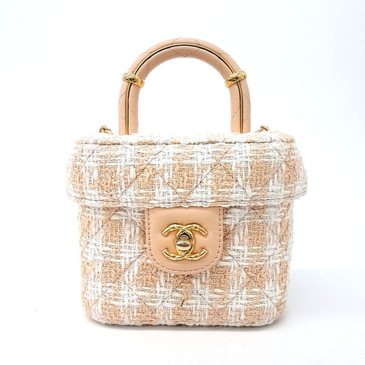 Chanel Tweed Top Handle Tote And Shoulder Bag (10000164)