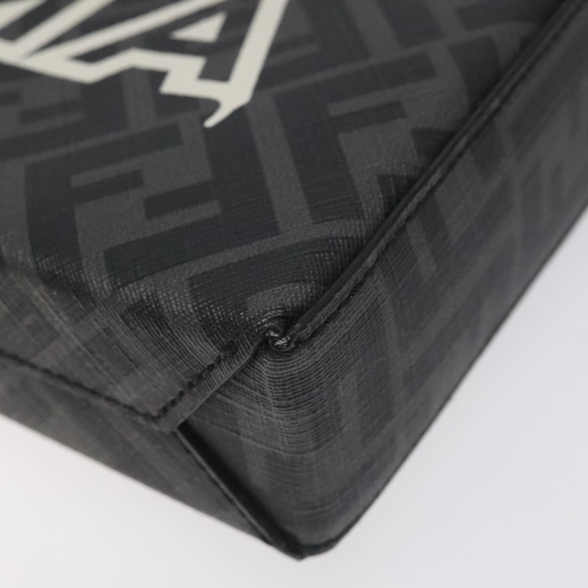 Fendi Zucca Canvas Clutch Bag Pvc Black Silver