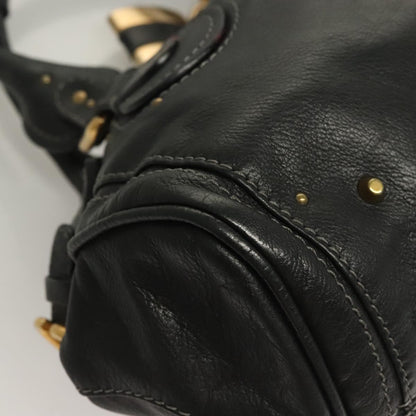 Chloe Paddington Hand Bag Leather Black Gold Silver