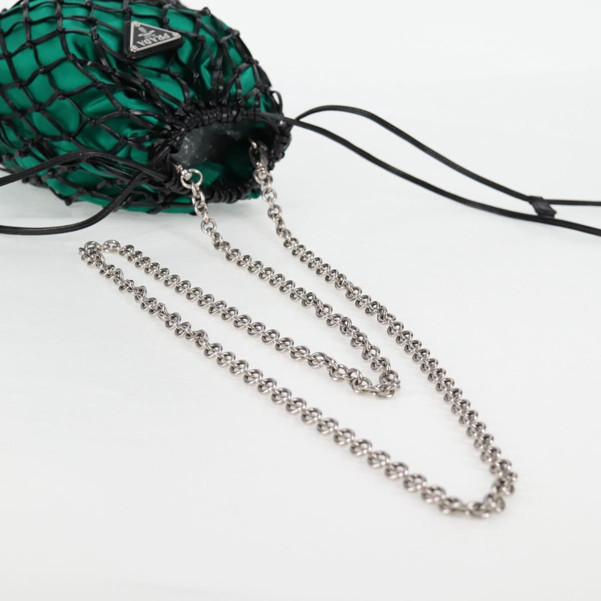 Prada Chain Shoulder Bag Satin Green
