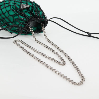 Prada Chain Shoulder Bag Satin Green
