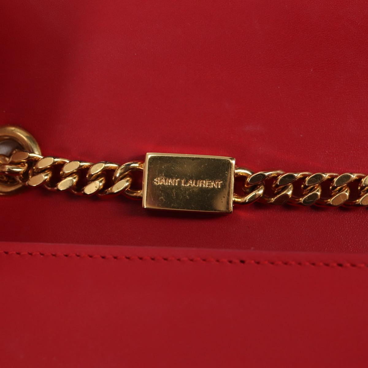 Saint Laurent Chain Shoulder Bag Leather Red Gold