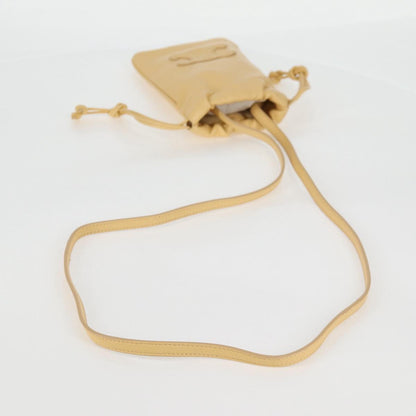 Celine Cuir Triomphe Drawstring Mobile Pouch Leather Yellow