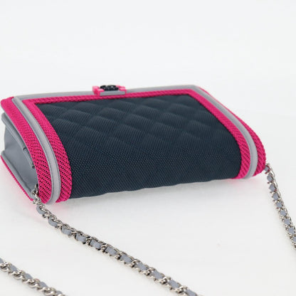 Chanel Chain Matelasse Boy Chanel Shoulder Bag Canvas Navy Cc