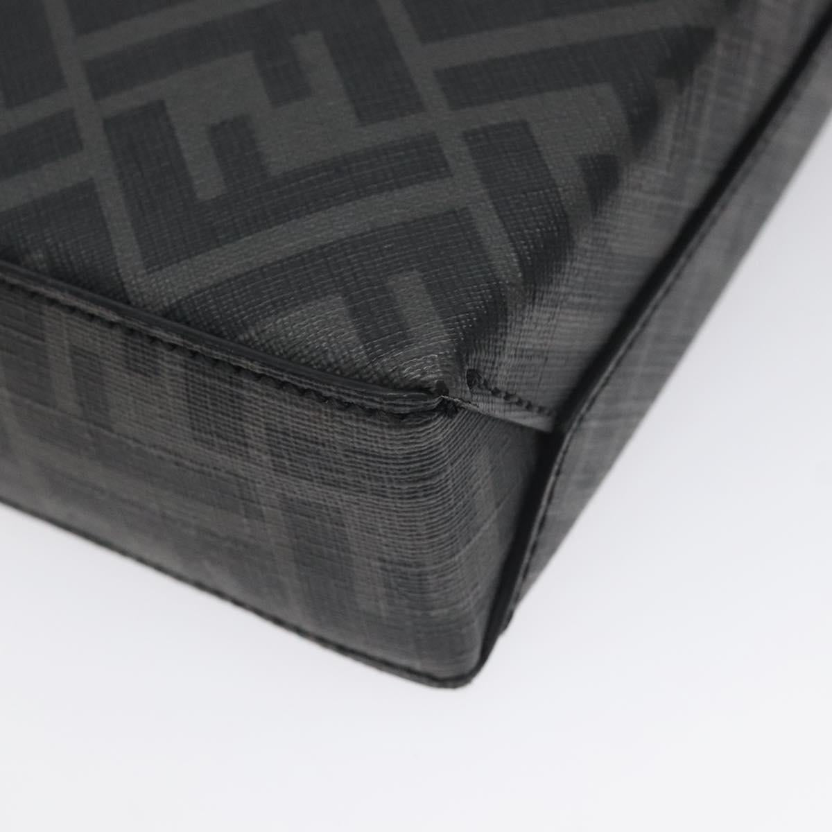 Fendi Zucca Canvas Clutch Bag Pvc Black Silver