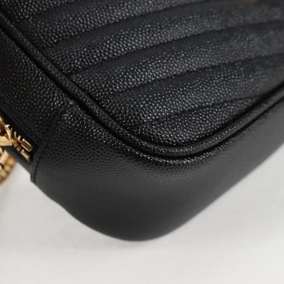 Saint Laurent Chain Lou Mini Shoulder Bag Leather Black Gold