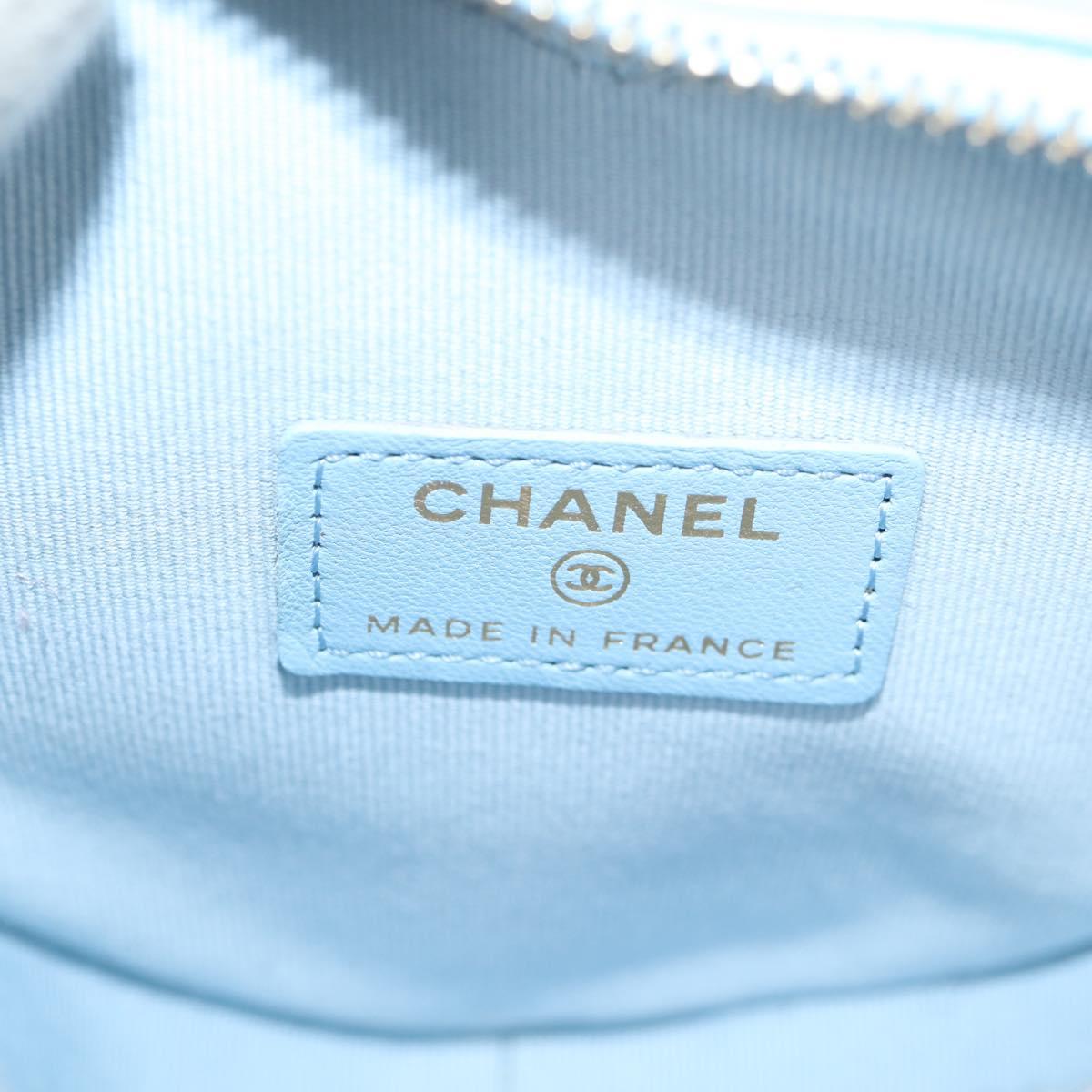 Chanel Matelasse Chain Shoulder Bag Lamb Skin Blue Gold Cc