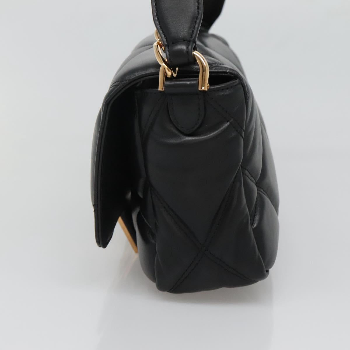 Versace Chain Hand Bag Leather 3WAY Black Gold