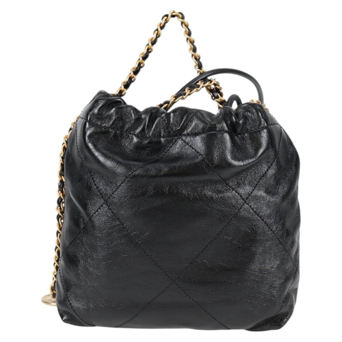 Chanel Chain Chanel 22 Shoulder Bag Leather Black Gold Cc