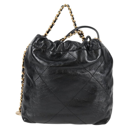 Chanel Chain Chanel 22 Shoulder Bag Leather Black Gold Cc