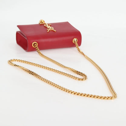 Saint Laurent Chain Shoulder Bag Leather Red Gold