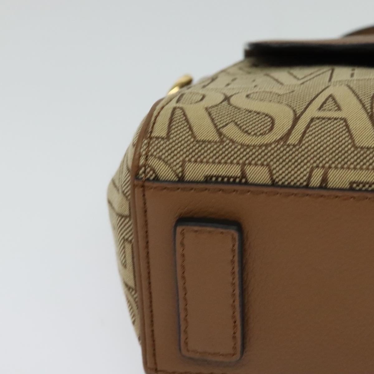 Versace Hand Bag Canvas Leather 3WAY Brown Gold